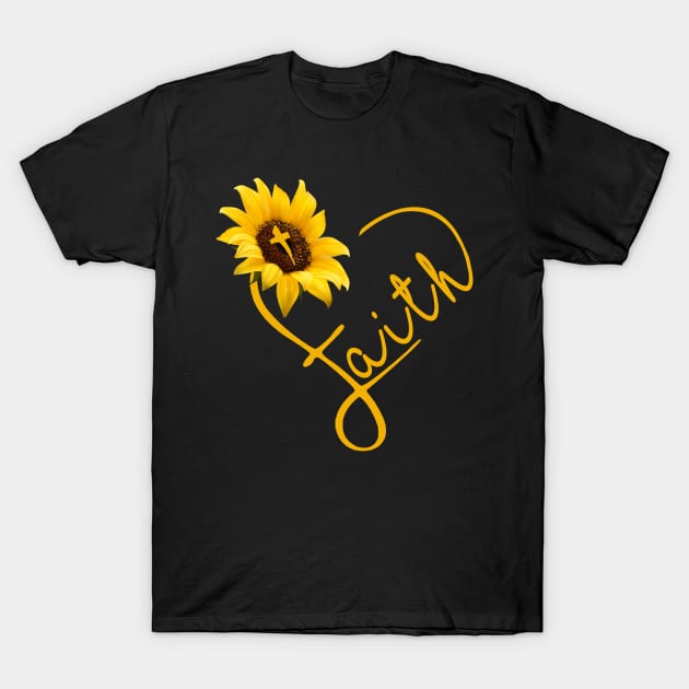 Sunflower Faith Heart Costume Gift T-Shirt by Ohooha